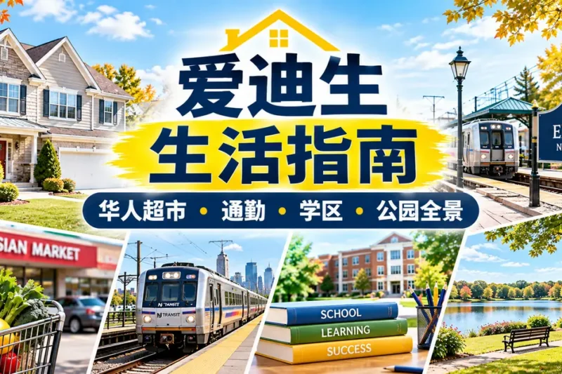 爱迪生生活指南与华人超市通勤学区公园全景 - 新泽西华人地产经纪徐佳美 Jasmine Tsui